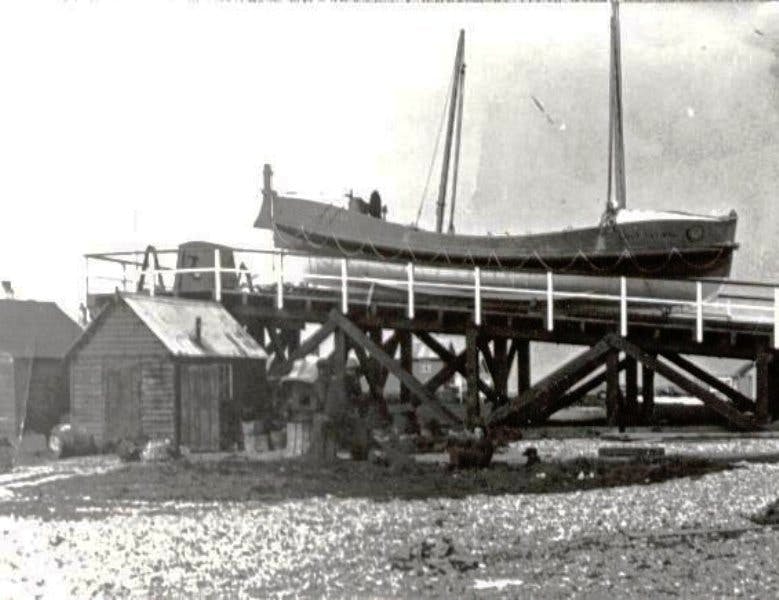 Old photograph of the launch slipway for the lifeboat 
