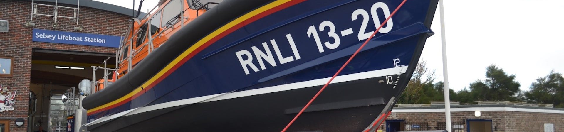 Shannon lifeboat outside Selsey Lifeboat Station