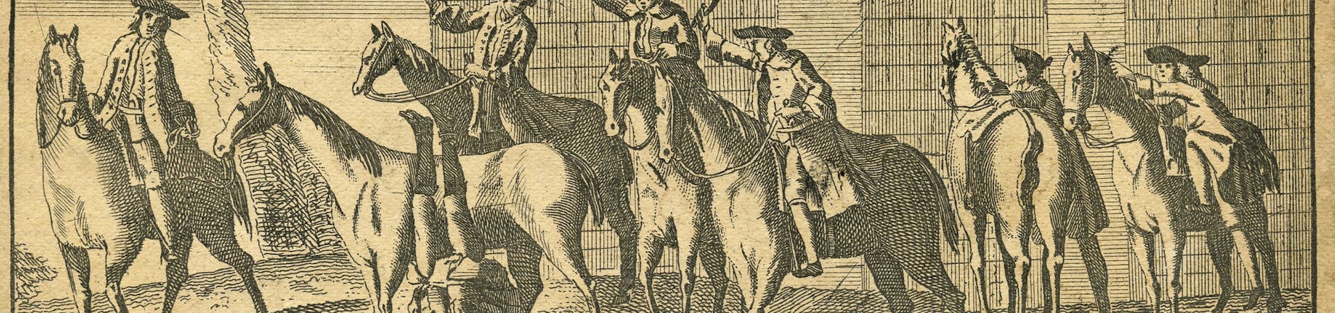 Galley and Chater falling off thier Horse at Woodalh draffs their heads on the ground