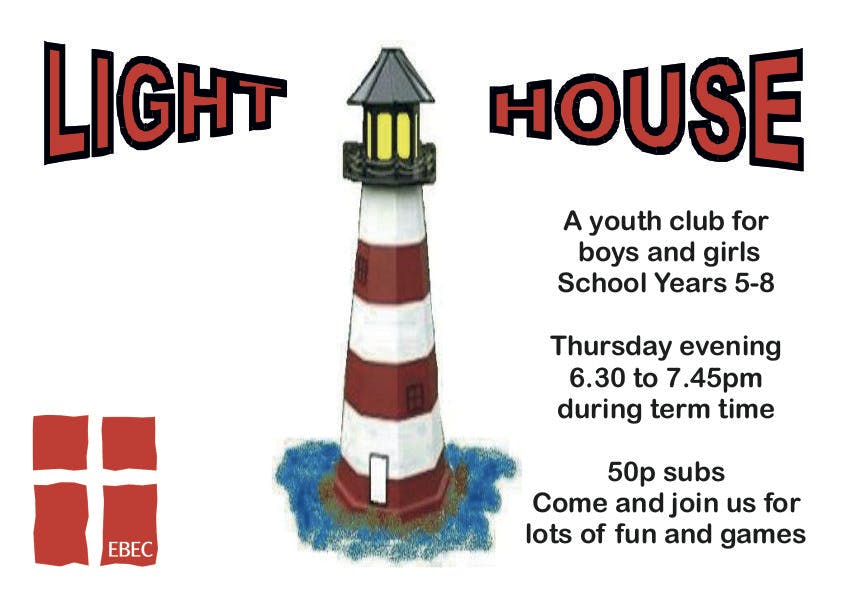 advert fpr light house a youth club for years 5-8 every thursday 18:30-19:45