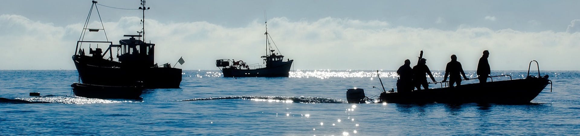 Four fishermen heading back to shore after a nights fishing