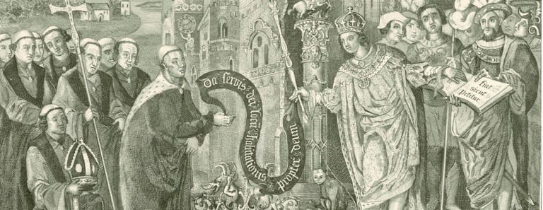 Illustration of King Caedwalla granting land