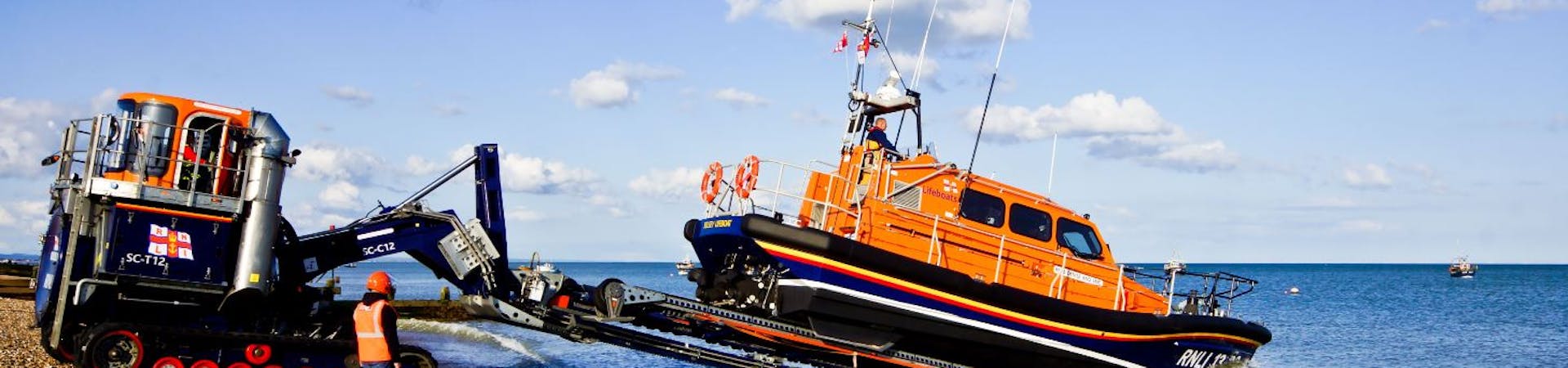 Launching Selsey Lifeboat from East Beach