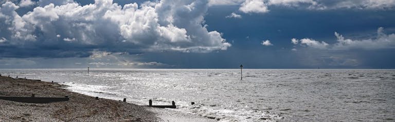 Grey sky with clouds gathering above Marine Beach 