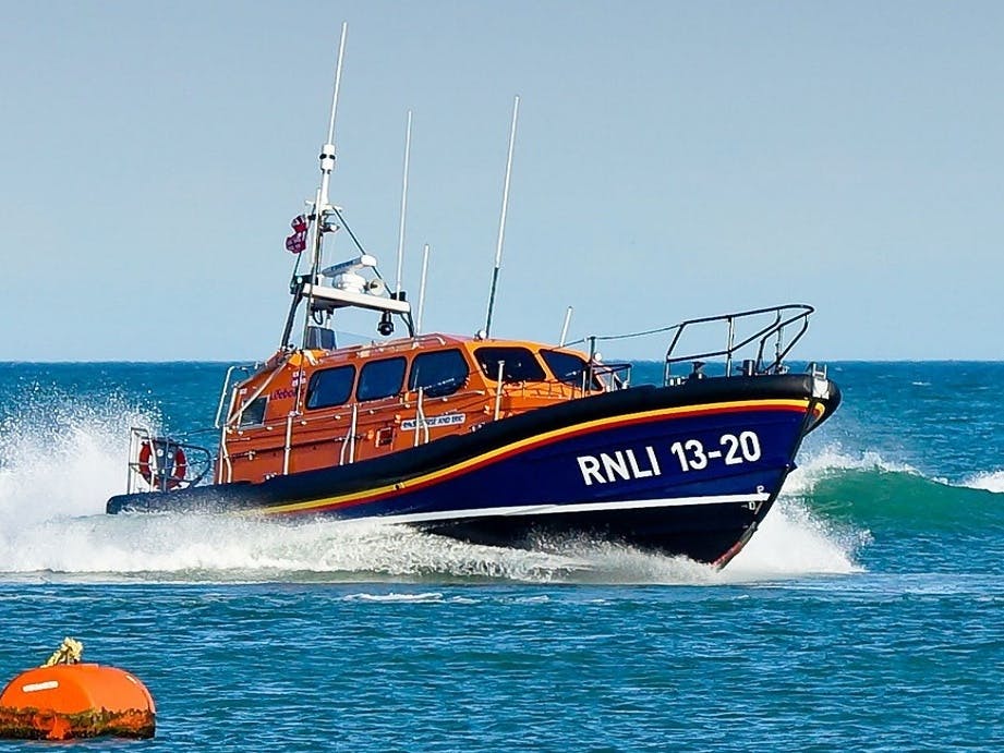 Shannon lifeboat captured crashing through the waves 