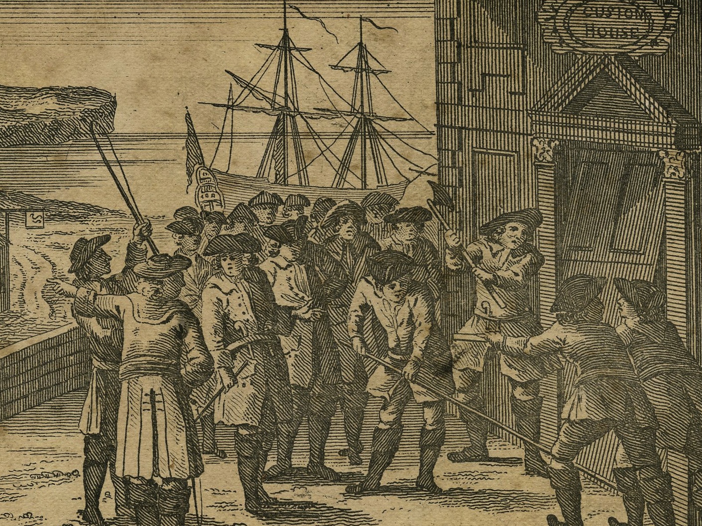 A representation of smuggler's breaking open ye King's Custom House at Poole, courtesy of Novium Museum