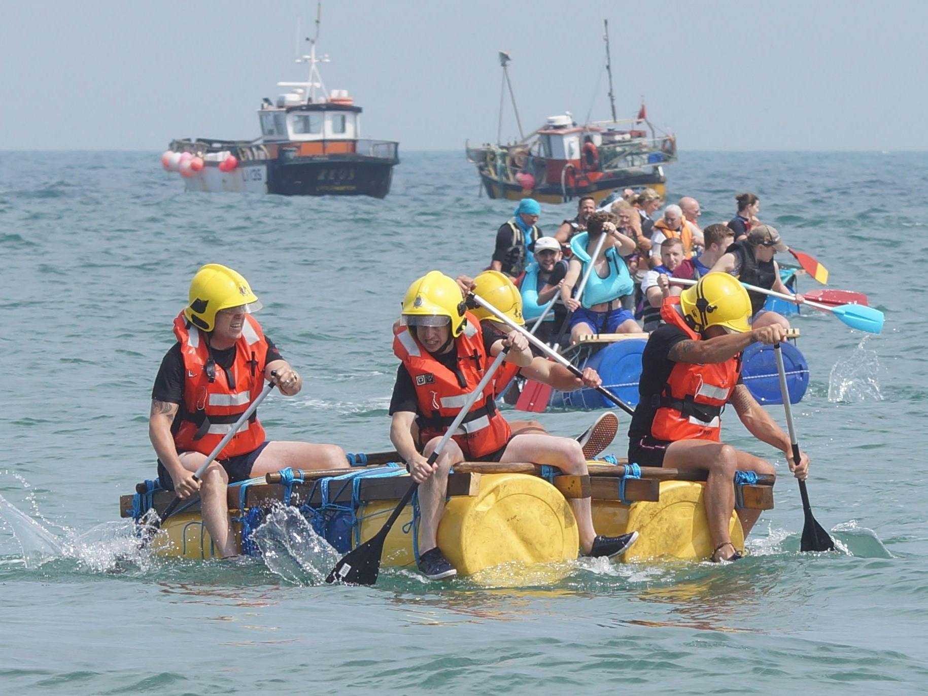 Taking part in a raft race on lifeboat day in Selsey