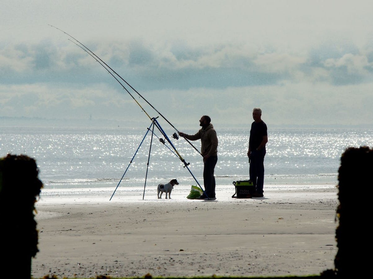 Sea anglers at West Beach