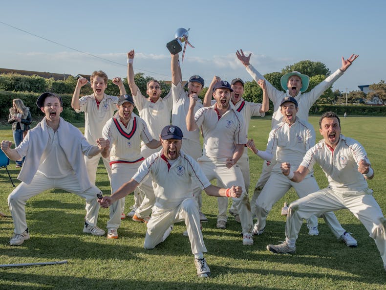 Thespian Thunderers celebrate winning the Sir Patrick Moore Cup, courtesy of Bob Hoare Thespian Thunderers celebrate winning the Sir Patrick Moore Cup