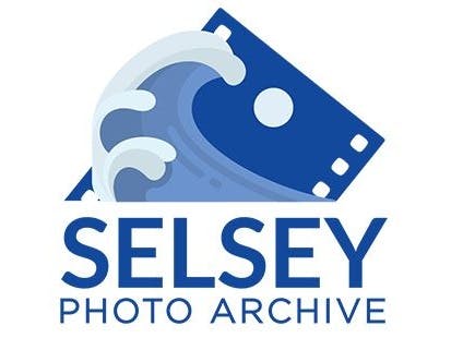 Selsey Photo Archive logo, wave and film reel