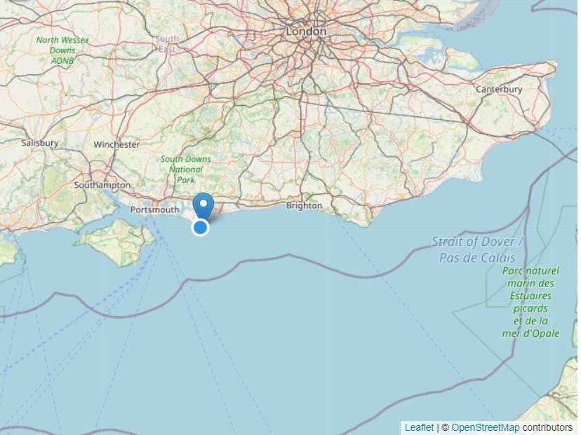 Map positioning Selsey in relation to the southcoast of England 