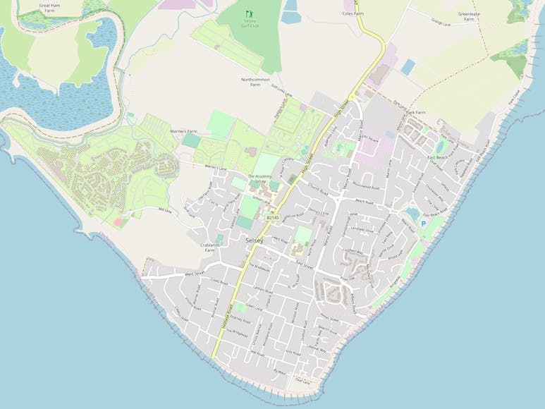 Road map of Selsey, West Sussex Road map showing all of Selsey, West Sussex