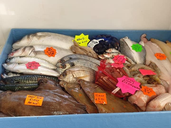 A range of fresh fish from plaice to razor clams sold at Julie's in Selsey