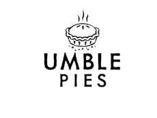 Umble Pies logo made up of a drawing of a steaming pie with the words umble pies. 