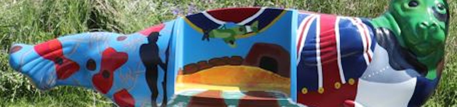 Painted fiberglass seal with remembrance imagery. Designed by Nicolas Binns and Ruby Moffatt.