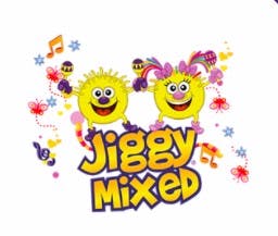 Jiggy mixed  logo with cartoon children with music 