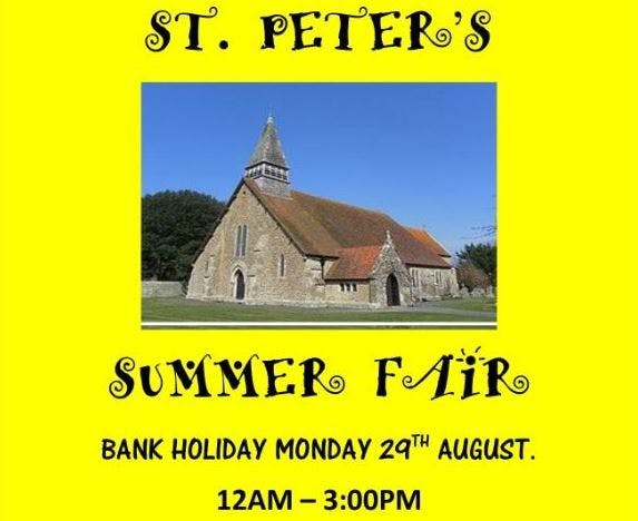 St Peter's Summer Fair St Peter's Summer Fair Bank Holiday Monday 29th August 12am - 3pm