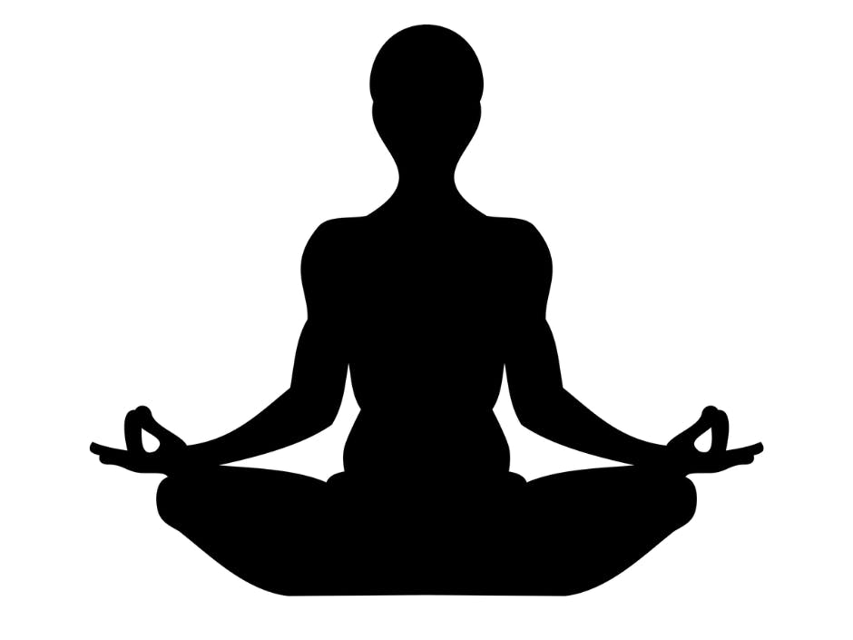 Black outline of person in a yoga position