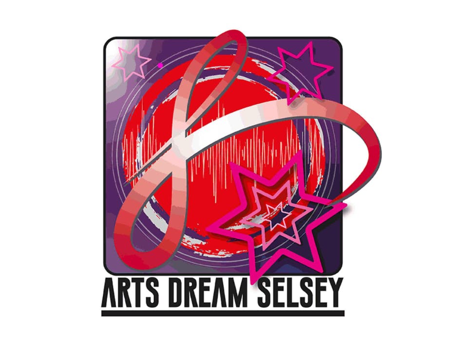 Logo in purples and reds. Arts Dream Selsey