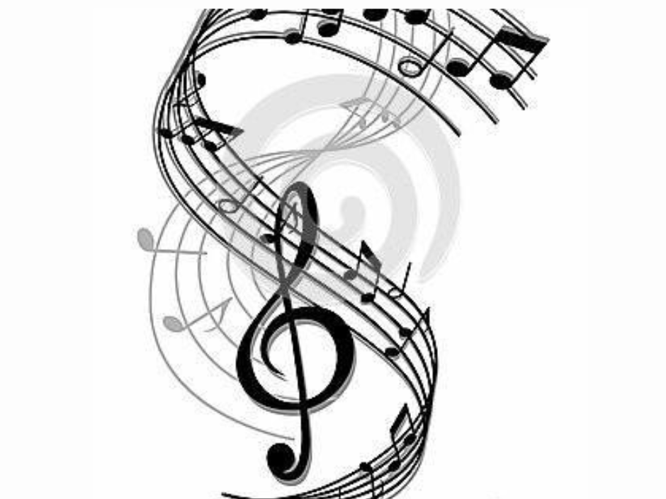 A swirl of black and grey musical notes