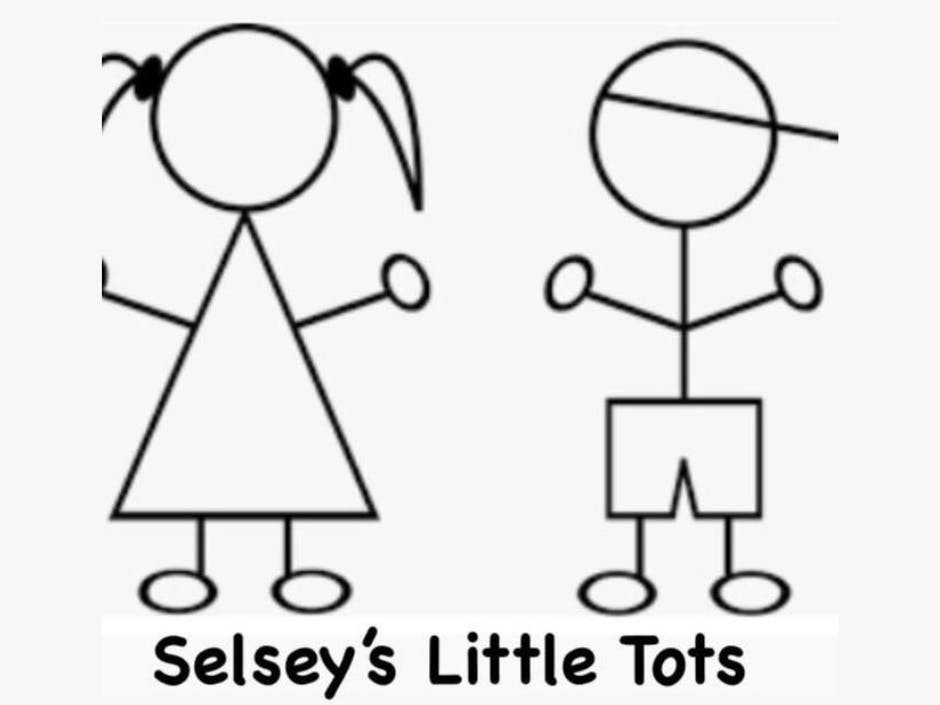 Stick figure drawing of two little people. Selsey Little Tots.