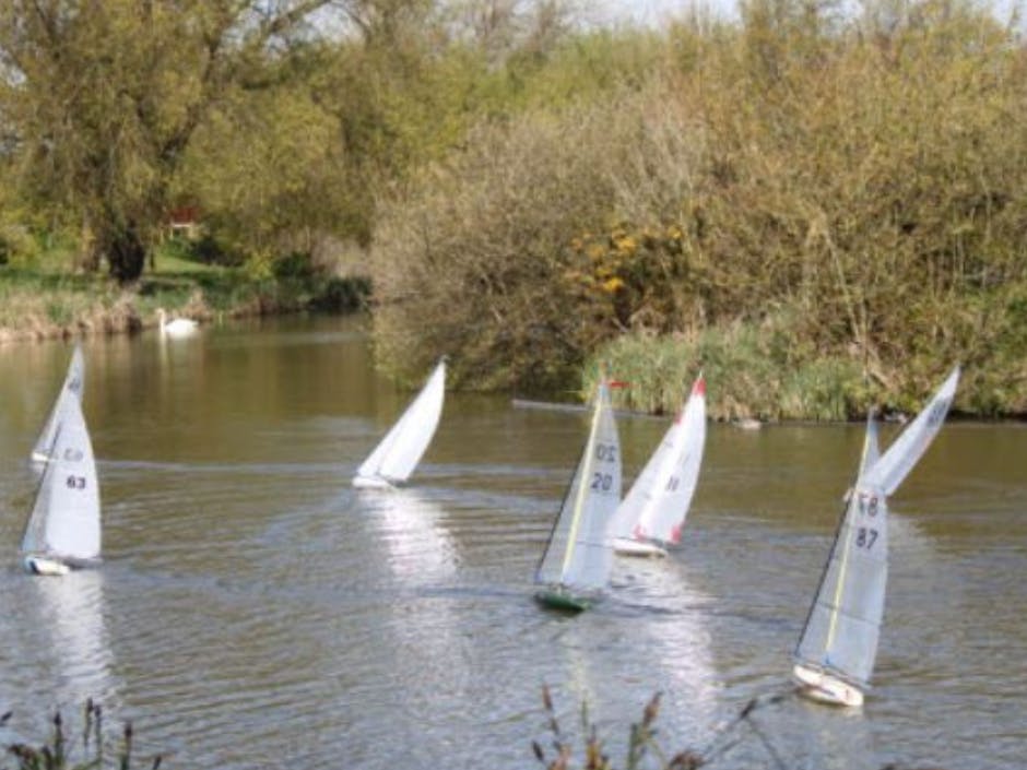 Model boats sailing on East Beach Pond, Selsey