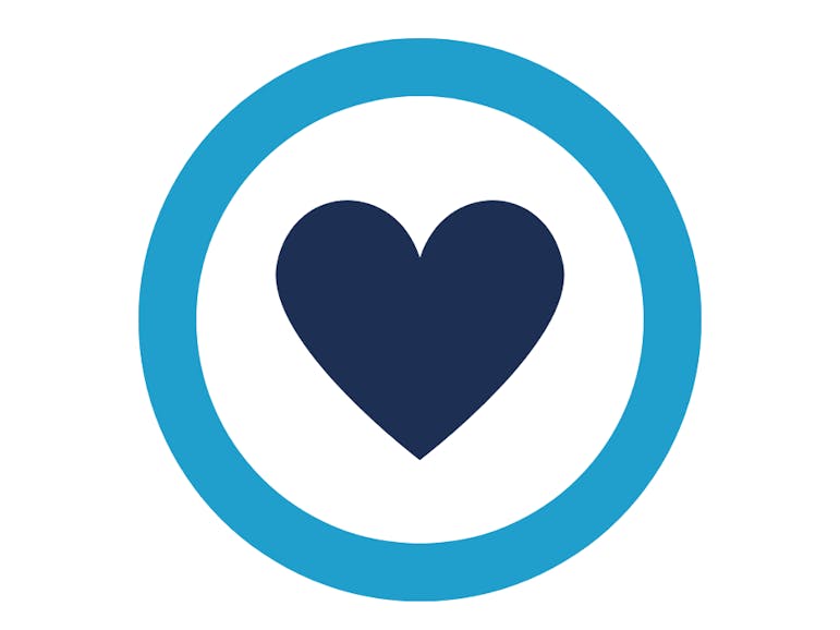 Adult Social Care Blue heart inside a white circle, inside a blue circle