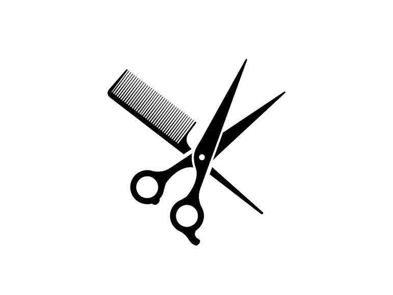 Barbers Black and white illustration of scissors and a comb