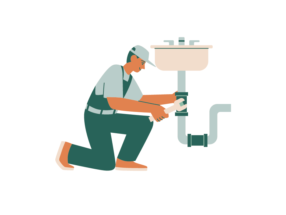 Illustation of person fixing a sink