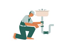 Illustation of person fixing a sink