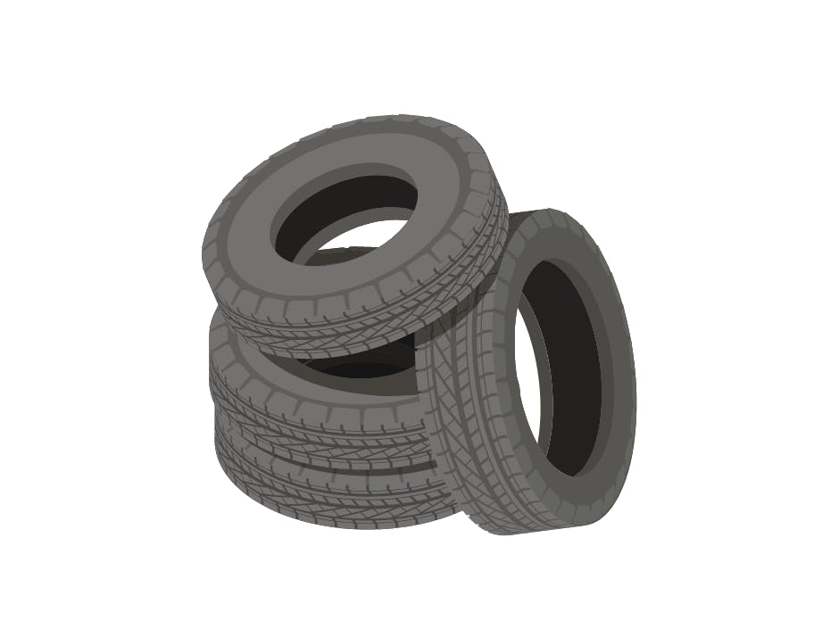 Illustration of four car tyres stacked up