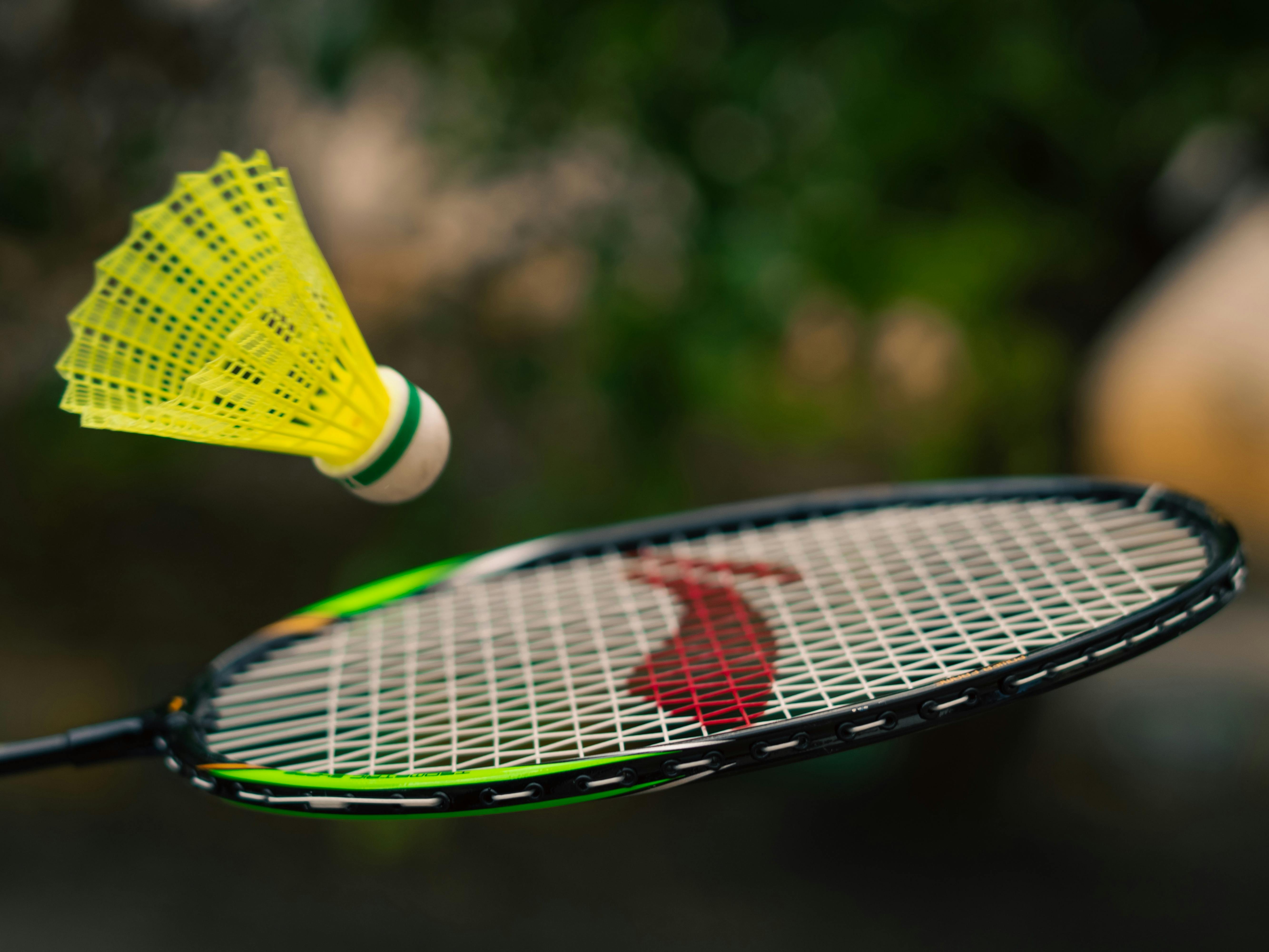 Badminton racket and shuttlecock  at close range