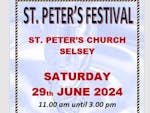 Poster advertising St Peter's Festival, St Peter's Church, Selsey, Saturday 29 June 2024 11am until 3pm