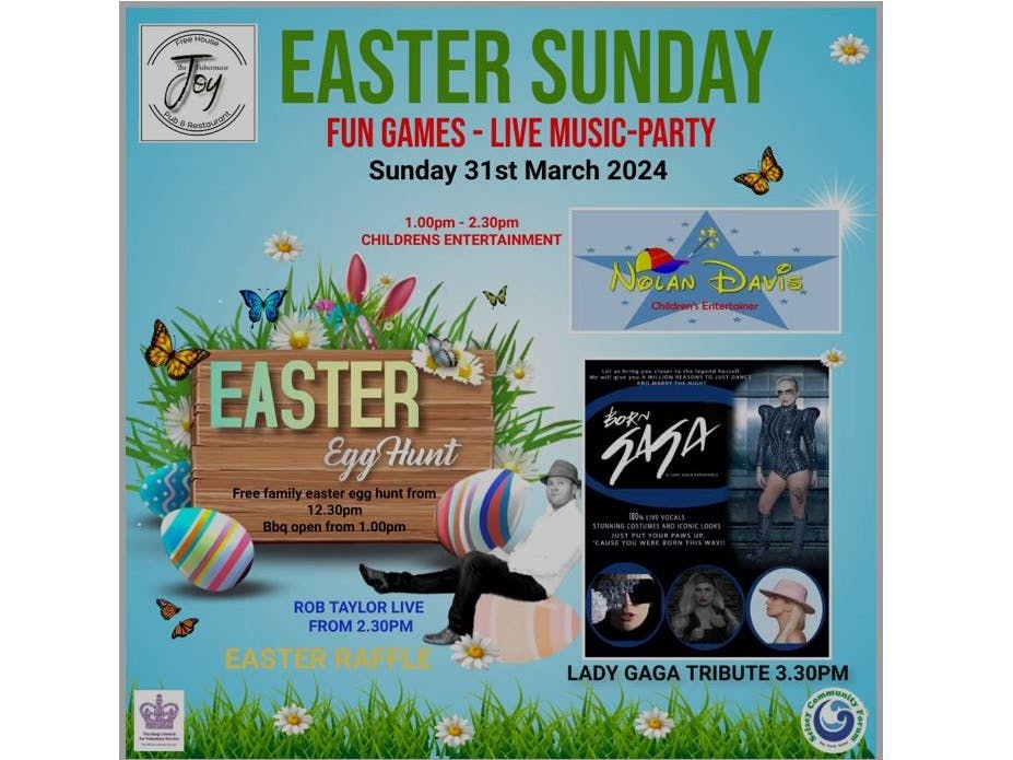 Poster advertising the Joy's Easter Sunday event
