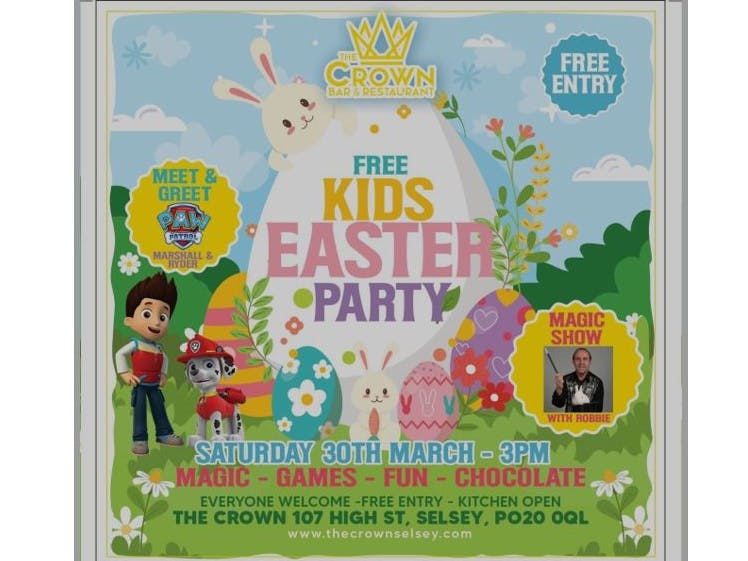 Free Kids Easter Party at The Crown, Selsey Poster Free Kids Easter Party at The Crown, Selsey Poster