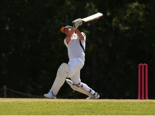 Six! image courtesy of Kolbz from Getty Images Signature on canva.com Photograph of a cricket batsman