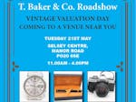 T Baker & Co. Roadshow Vintage Valuation Day at the Selsey Centre on Tuesday 21 May from 11:00am till 4:00pm Poster