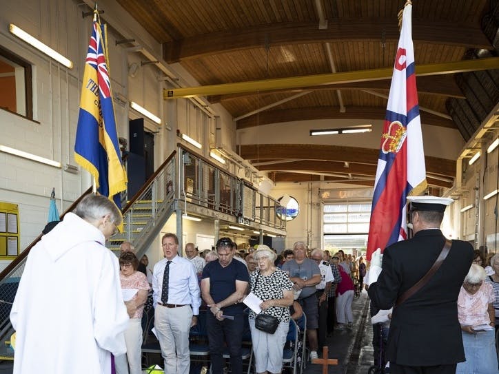 Selsey Lifeboat Service of Thanksgiving courtesy of RNLI Selsey Photograph of the service of thanksgiving with flags