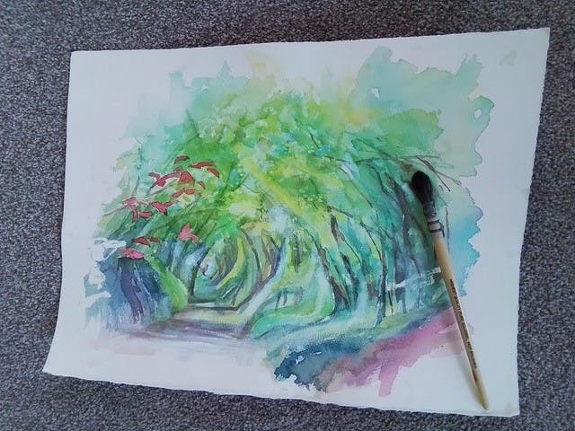 Watercolour courtesy of Arts Dream Watercolour of a tree tunnel