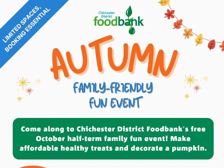 Autumn Fun Pumpkin Event courtesy of Chichester District Foodbank Poster advertising Chichester District Foodbank Pumpkin Event on 28 October at 10:30am at Selsey Methodist Church