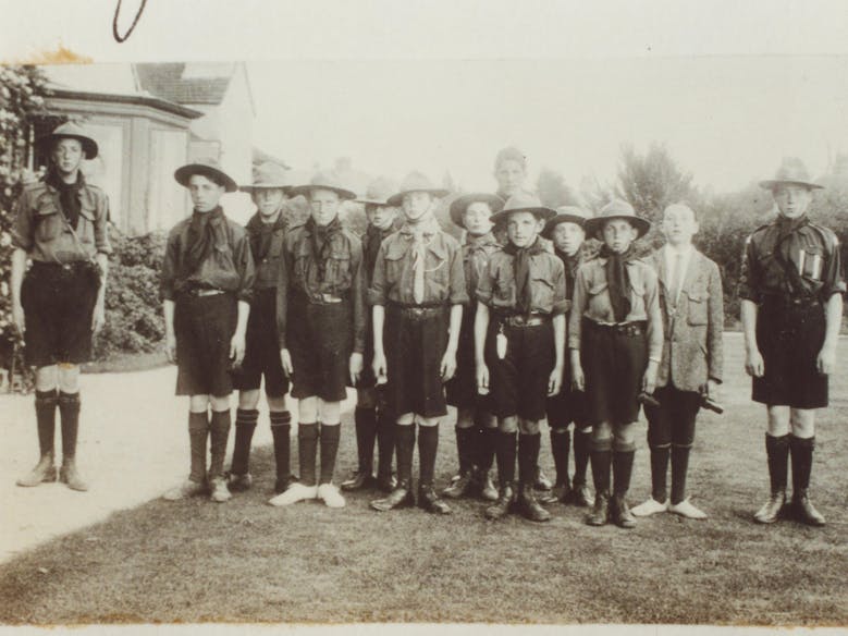 Selsey Scouts coutesy of Selsey Photo Archive Black and White photograph of the Selsey Scouts