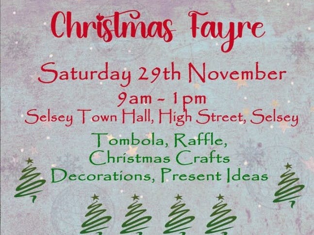 Photograph of poster for Christmas Fayre on Saturday 29 November at the Town Hall from 9am until 1pm.