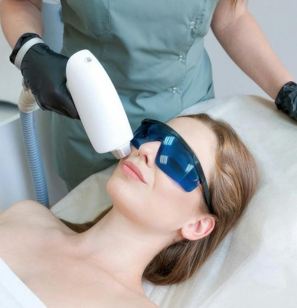 woman getting a laser treatment