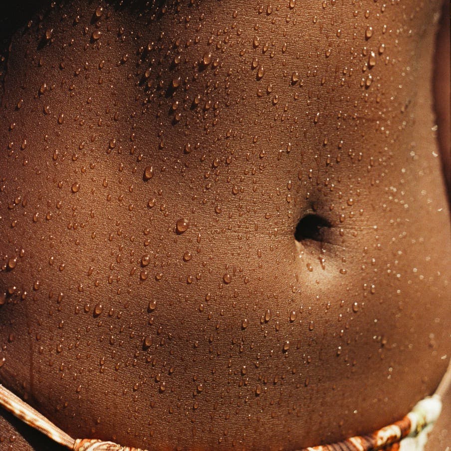 sweat droplets on a stomach