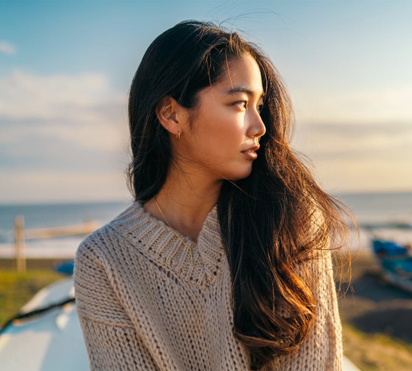 woman looking to the side