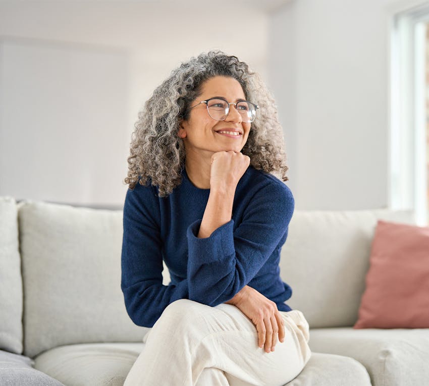 woman sitting on a couch
