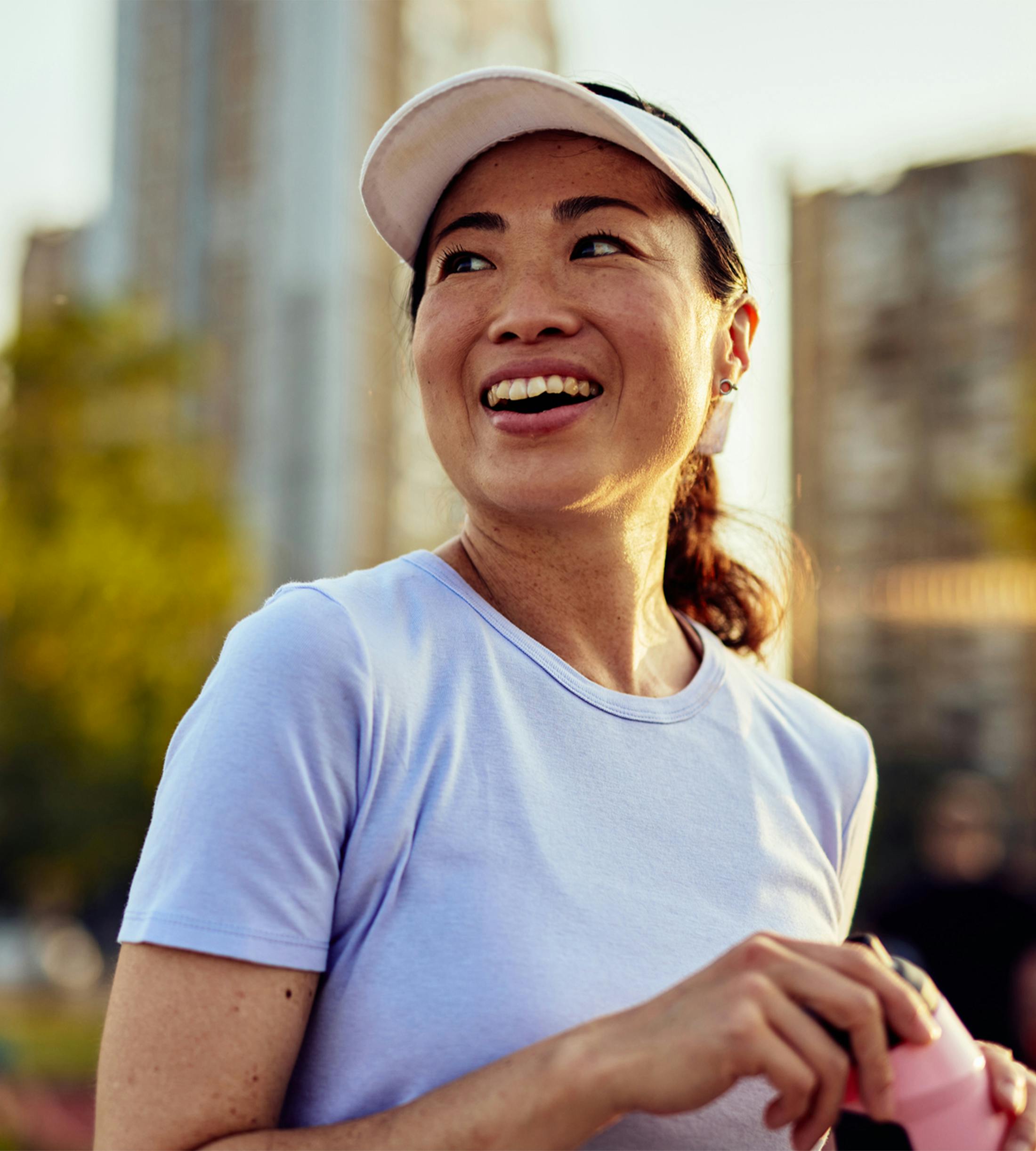 women smiling outdoors