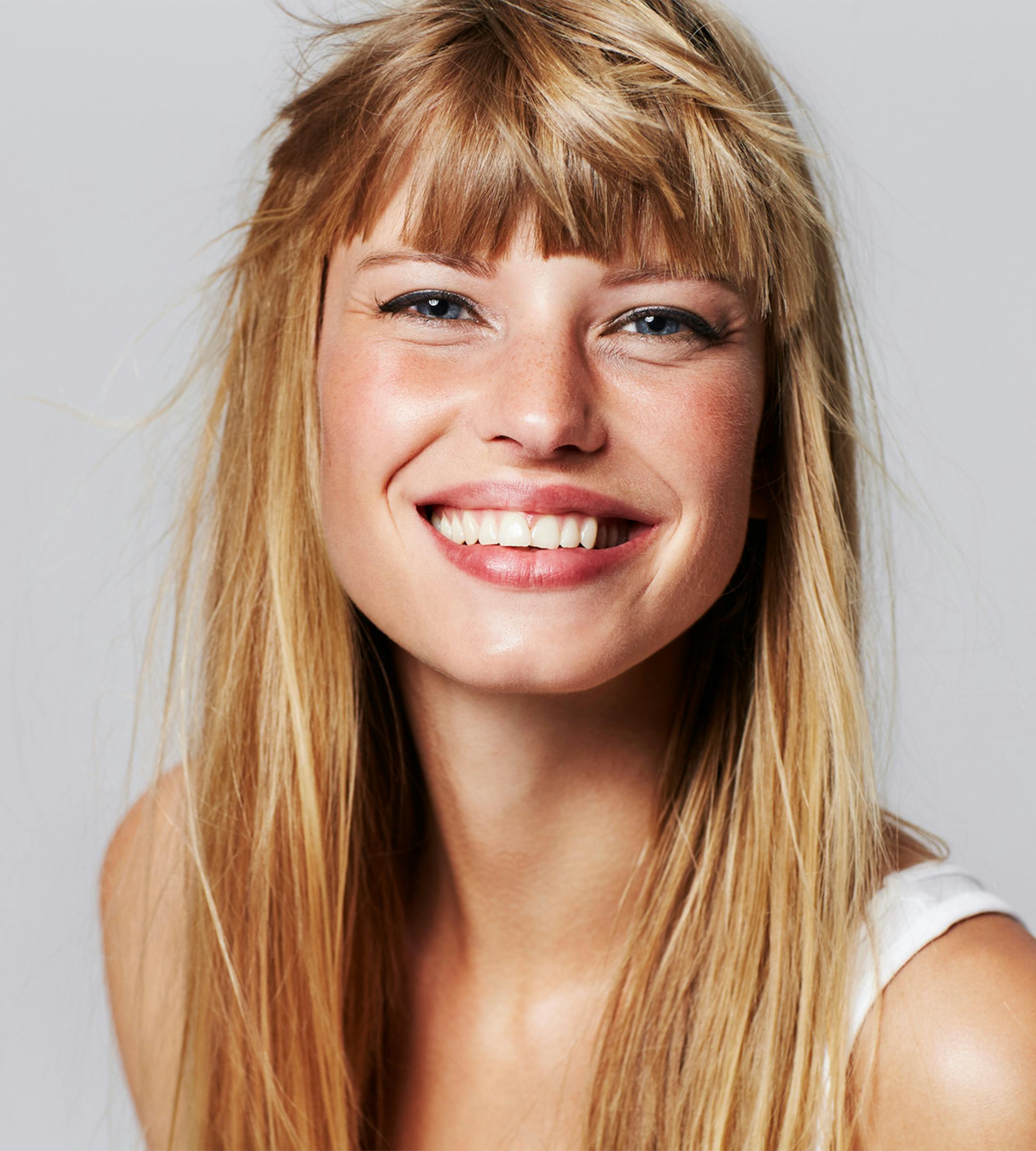 woman grinning