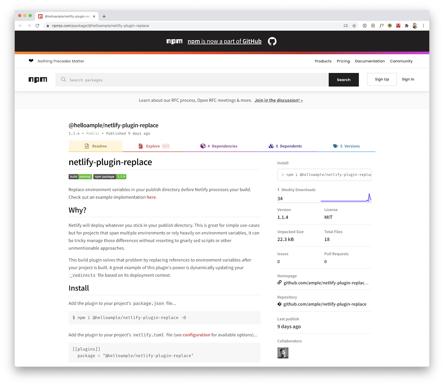 NPM Netlify Plugin Replace by Ample