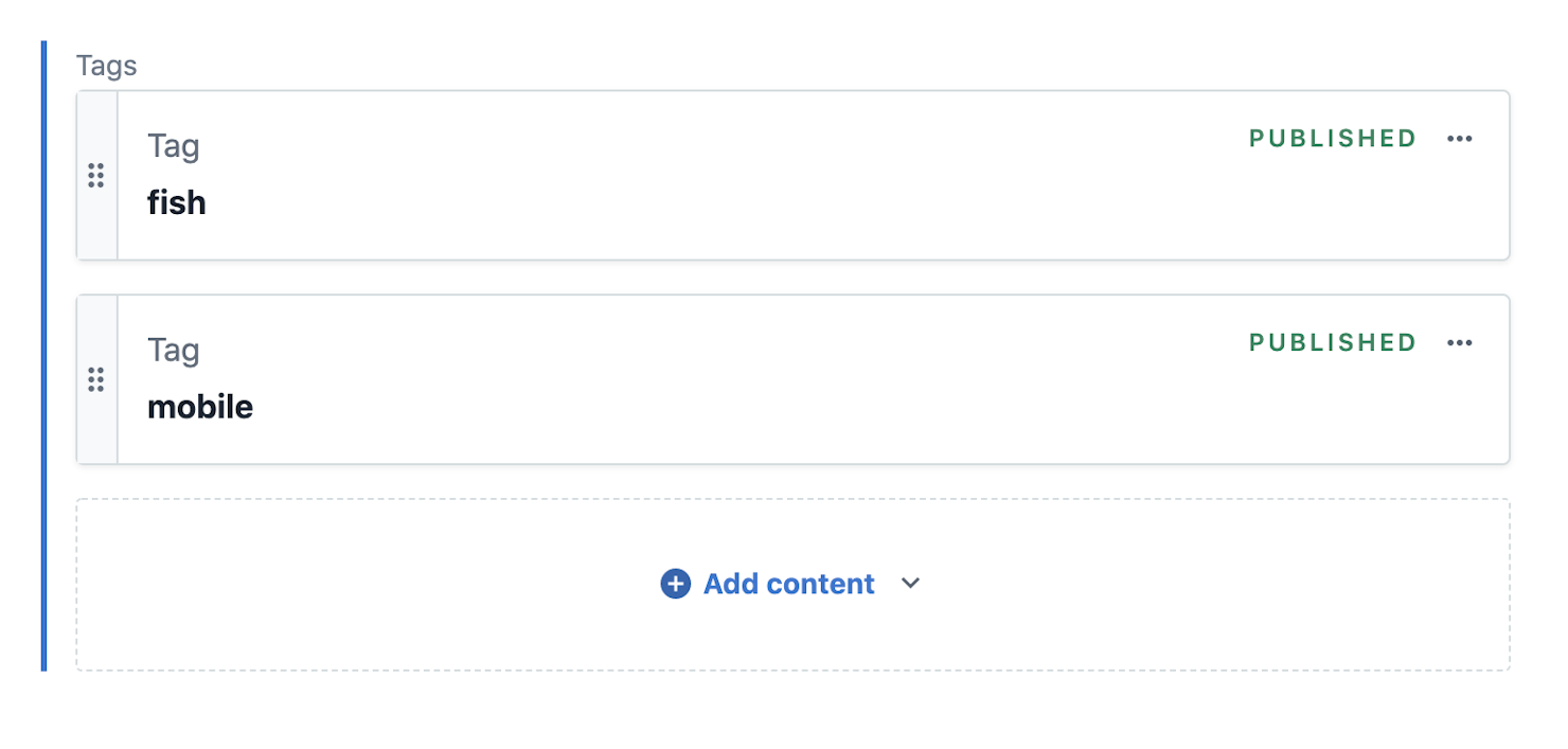 CMS showing a tagging system